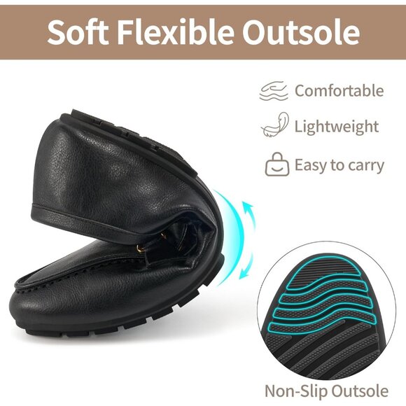 Women's Loafers Comfortable Slip On Business Work Flats Shoes Moccasins Black - Picture 5 of 6